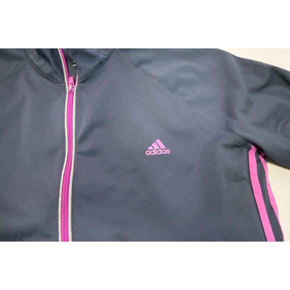 Adidas Track Jacket Full Zip ClimaLite Performance Athletic Gray Womens Sz XL - Picture 7 of 10
